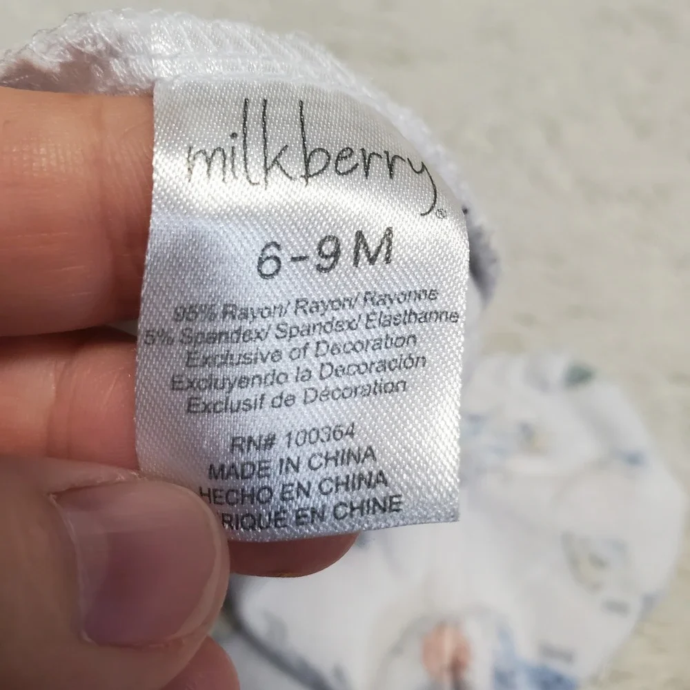 Milkberry White Blue Ocean Bamboo One Piece Pajama Baby Boy 6-9‎ Months Cozy